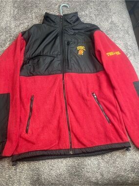 Pro Player USC Trojans Embroidered Fleece Jacket Mens Medium Red Black